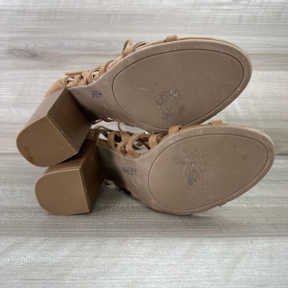 G by GUESS Women's Juto Lace-Up Block-Heel Sandal Tan Size 10M - Picture 7 of 15